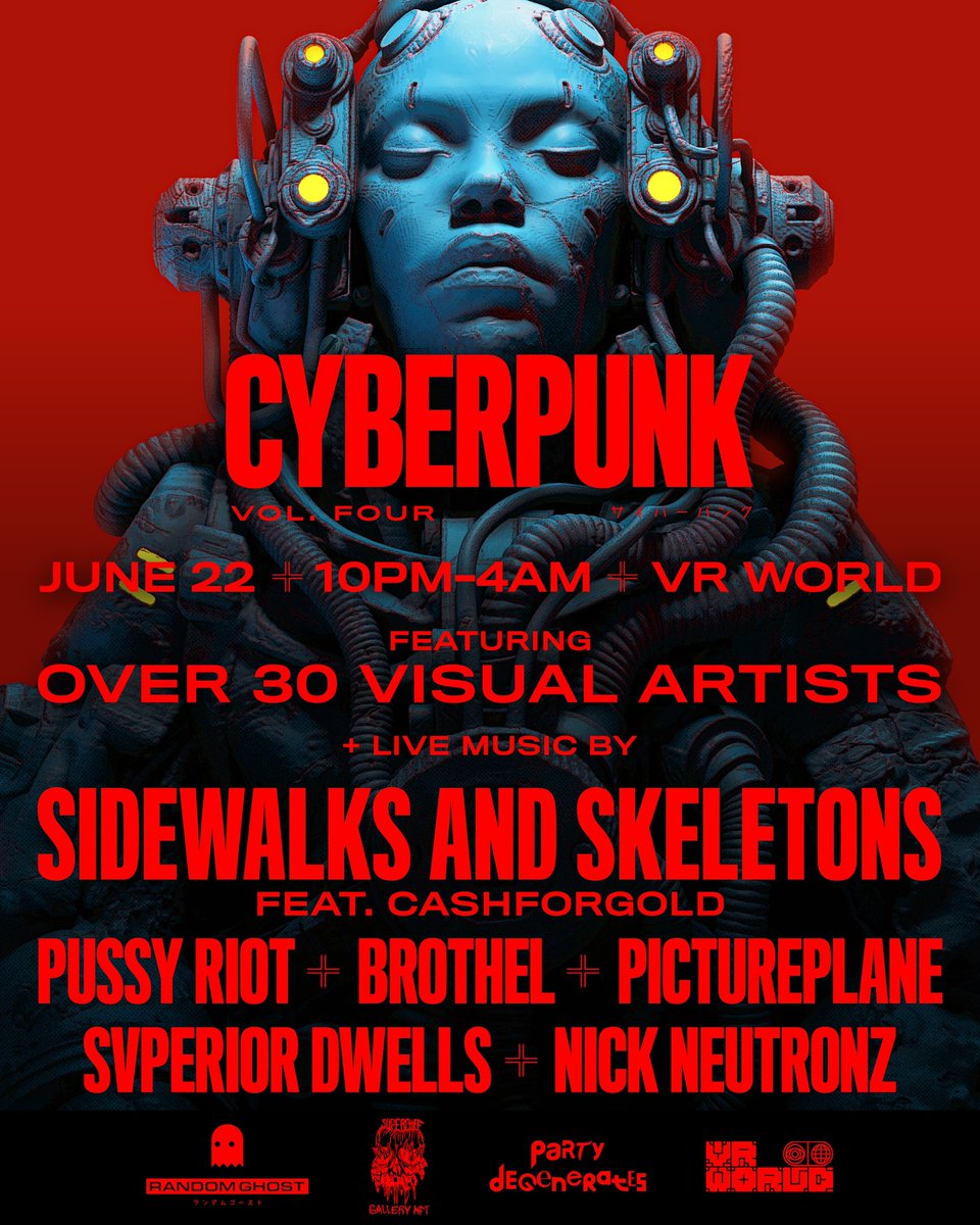 RNDM_GHST's tweet photo. CYBERPUNK VOL. 4 PARTY IS PRIMED - Here's how to get in. 👁
Hold one of these:
🎫 @PartyDegens Membership Club NFTs
🎫 @SuperchiefNFT Multipass NFTs
🎫 @RNDM_GHST's CYBERPUNK VOL. 1-3 NFTs
Get your tickets at https://t.co/hnkLRBOoyt
See you at @vrworldnyc June 22! 🦾 https://t.co/97nSYD0h5i