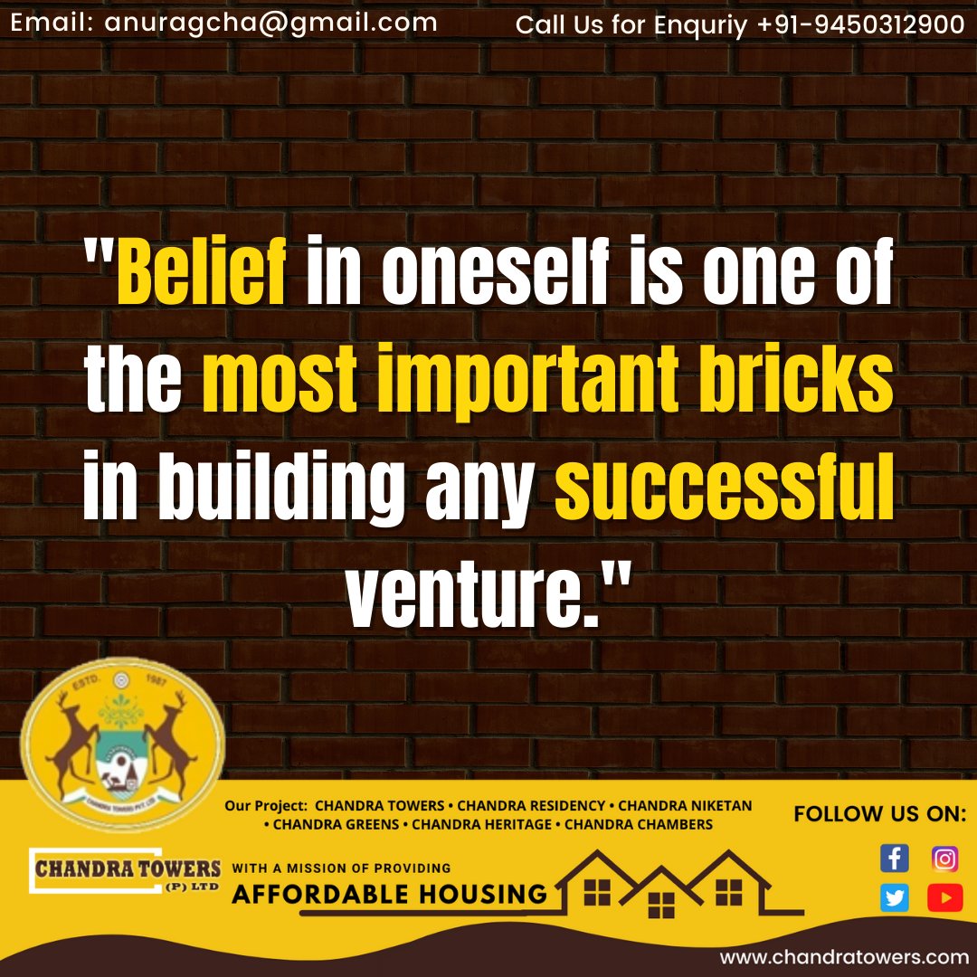 chandratowers's tweet photo. "Belief in oneself is one of the most important bricks in building any successful venture."

#lifequotes #quotes #life #motivationalquotes #love  #instagood #quotestoliveby #positivevibes #lifestyle #quotestagram #success #follow #loveyourself #quotesdaily #like #motivational https://t.co/caa3D7XCDq