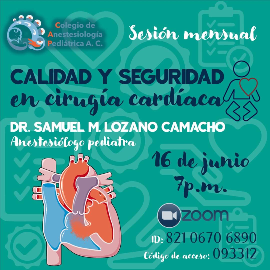Iniciamos modulo de cardioanestesia pediatrica. Serán 4 sesiones mensuales. Se realizará evaluación final. Y se otorgará constancia con 80% de la acreditación. #anestpedmx  #anestcardiopedmx 
Los esperamos
