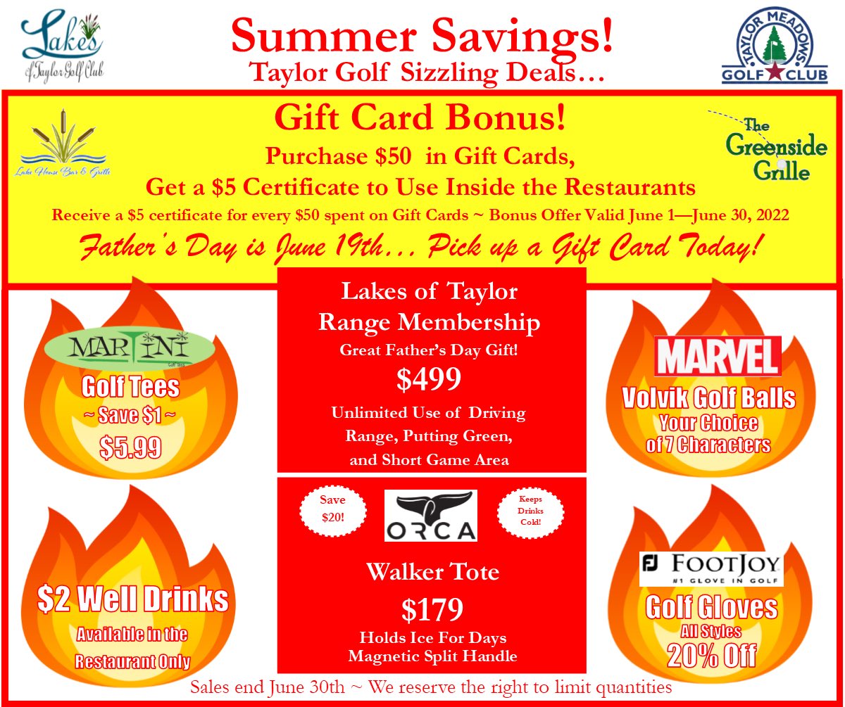 LakesofTaylor's tweet photo. Don’t forget about our SUMMER SAVINGS DEALS @taylormeadows89  and @LakesofTaylor ☀️🔥 https://t.co/zbioVBwXq2