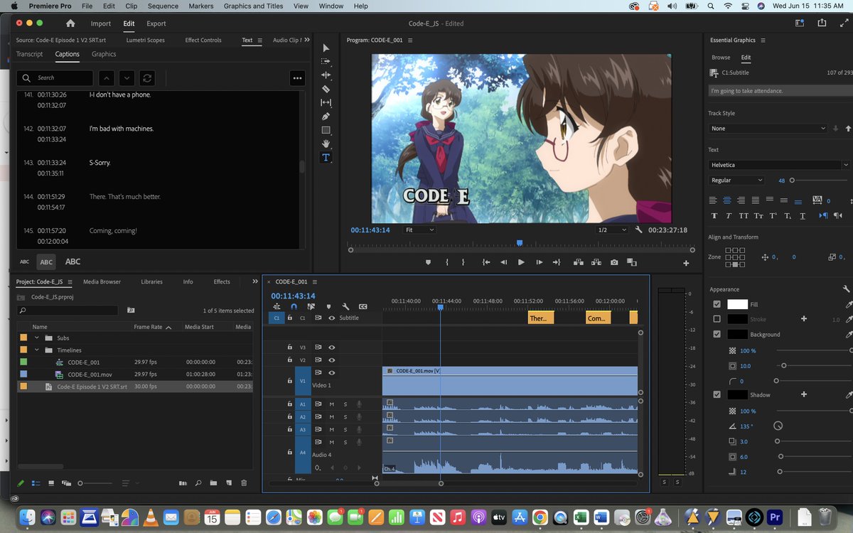 mediablasters1's tweet image. Translation and timing are moving along on the new show.  #mediablasters #codeE #anime