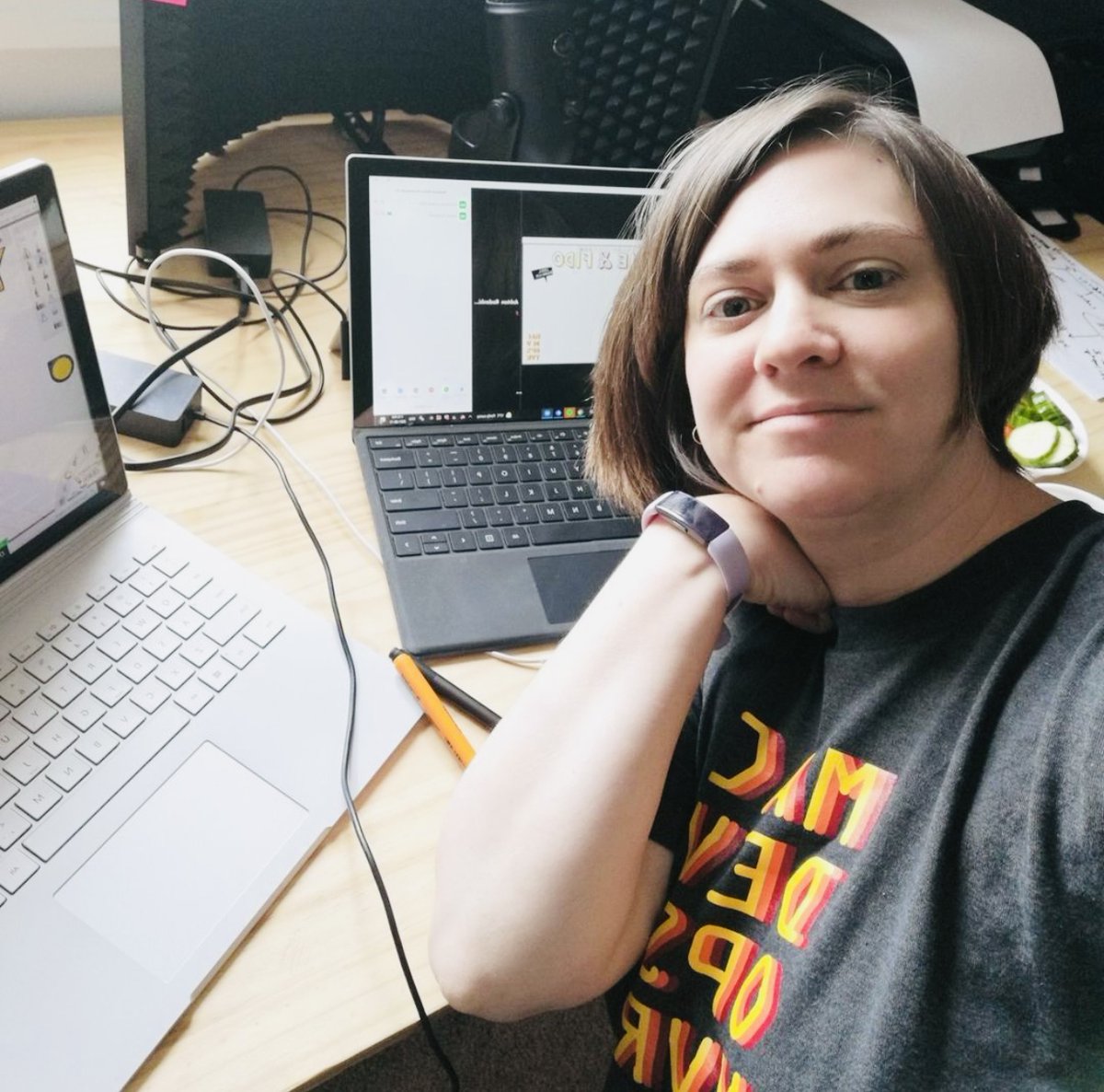 MindsEyeCCF's tweet image. Flashback to 2021 @MacDevOpsYVR showing off my set up and tee 😀
#MacDevOpsYVR #DevOps #GraphicRecording #VirturalEvent