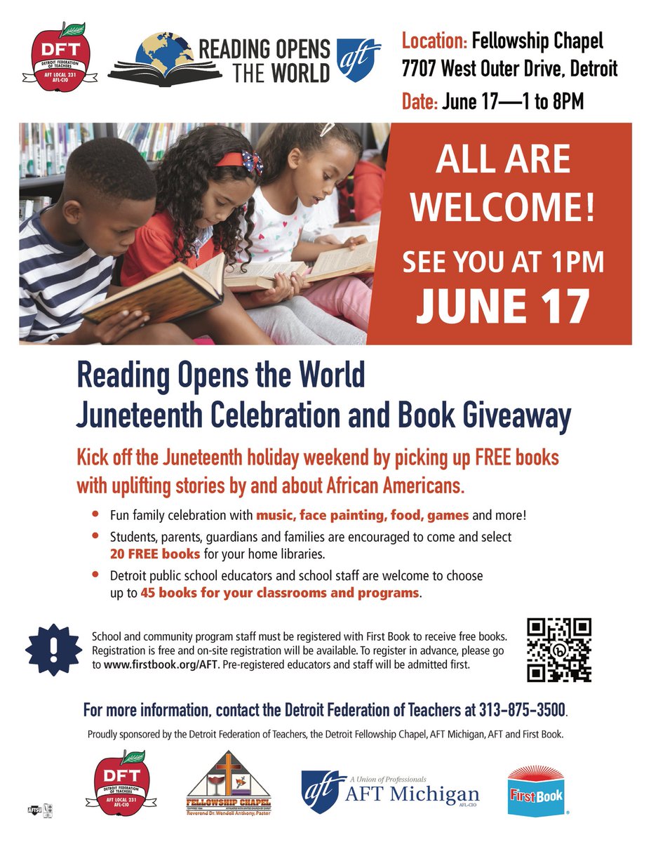 Please note the time change. Reading Opens The World will now start at 1 p.m. See you there!
