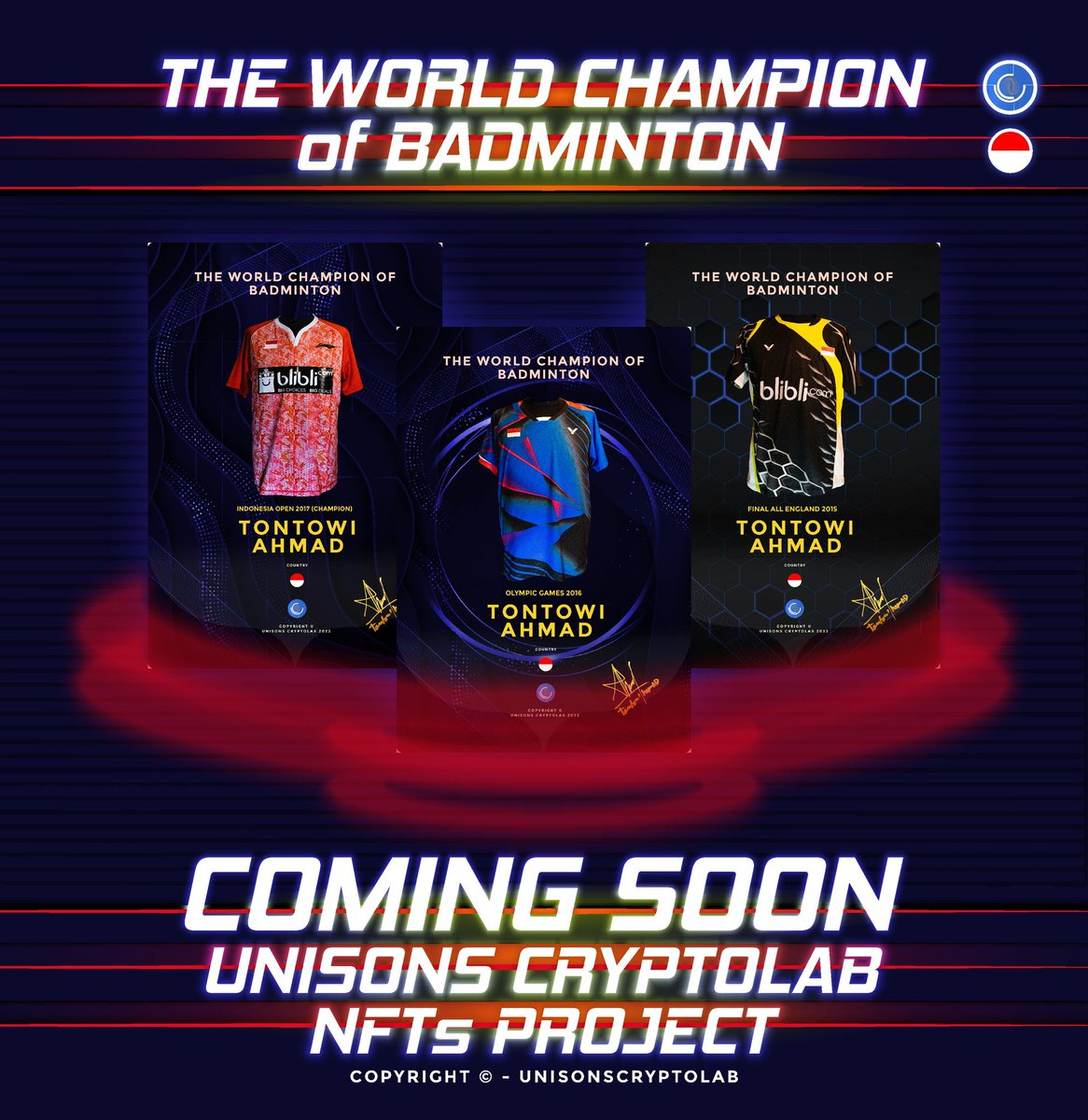 Unisons_UCL's tweet photo. Hello NFTs community, Badminton is one of the Olympics sports. @tontowiahmad_was the champion of MD in Rio 2016. Stay tuned to see our official launching.#badminton🏸 #Olympics #badmintontalk #nftopenseaproject #nftsIndonesia #badmintonina #openseanft #metaverse #investment https://t.co/66ugDbpVKs