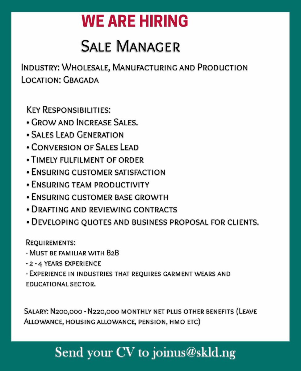 careermattersng's tweet photo. VACANCY 🇳🇬 https://t.co/sHihqrfCGb