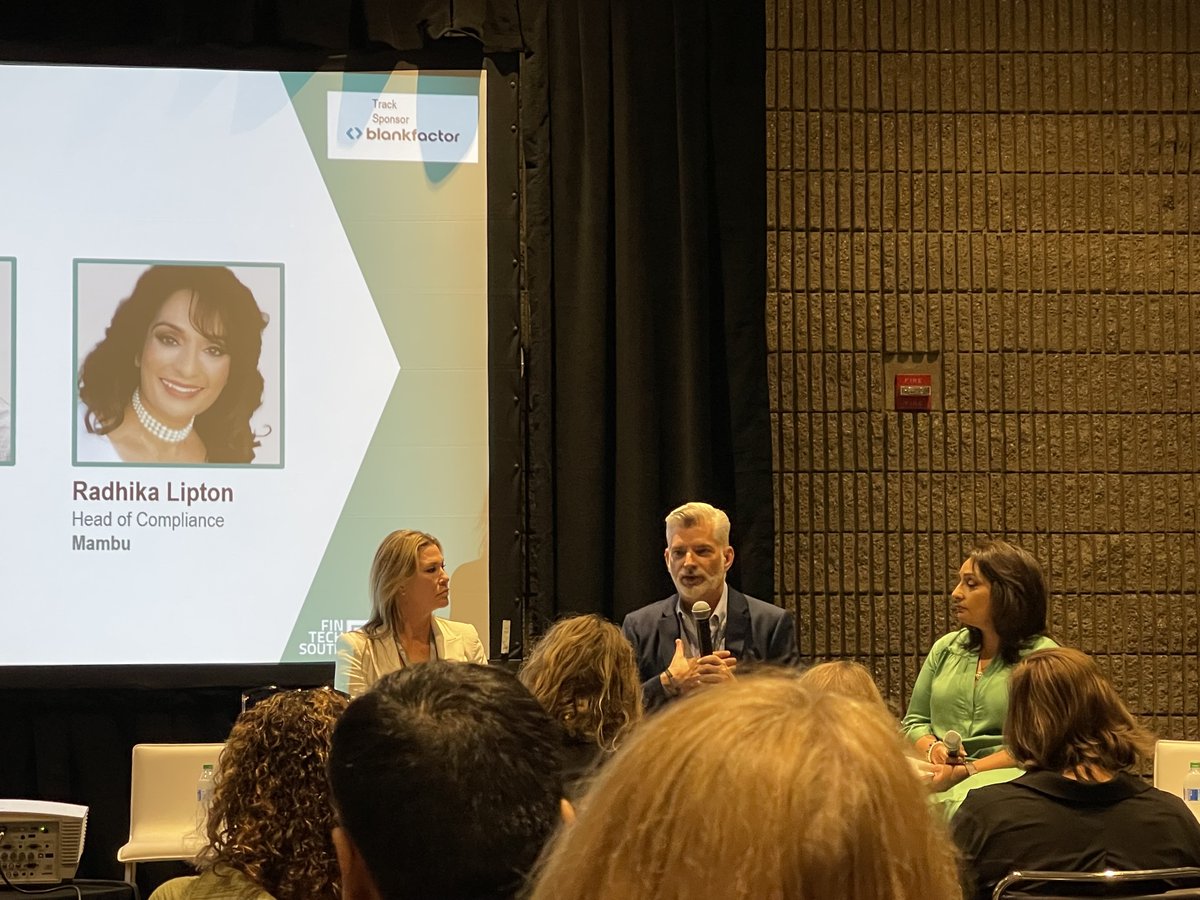 Fintech South (@fintechsouth) on Twitter photo We are #Live in the Payments and Regulations session featuring Amy Barbieri, Dan Baum, and Radhika Lipton. 
#Fintech #FintechSouth We are #Live in the Payments and Regulations session featuring Amy Barbieri, Dan Baum, and Radhika Lipton. 
#Fintech #FintechSouth