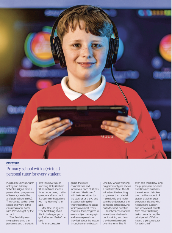 Excited to see one of our partner school’s students featured in <a href="/TheTimes/">The Times and The Sunday Times</a> Education Commission Report - read how Max is using AI to improve his learning on p55 👉 thetimes.co.uk/tec