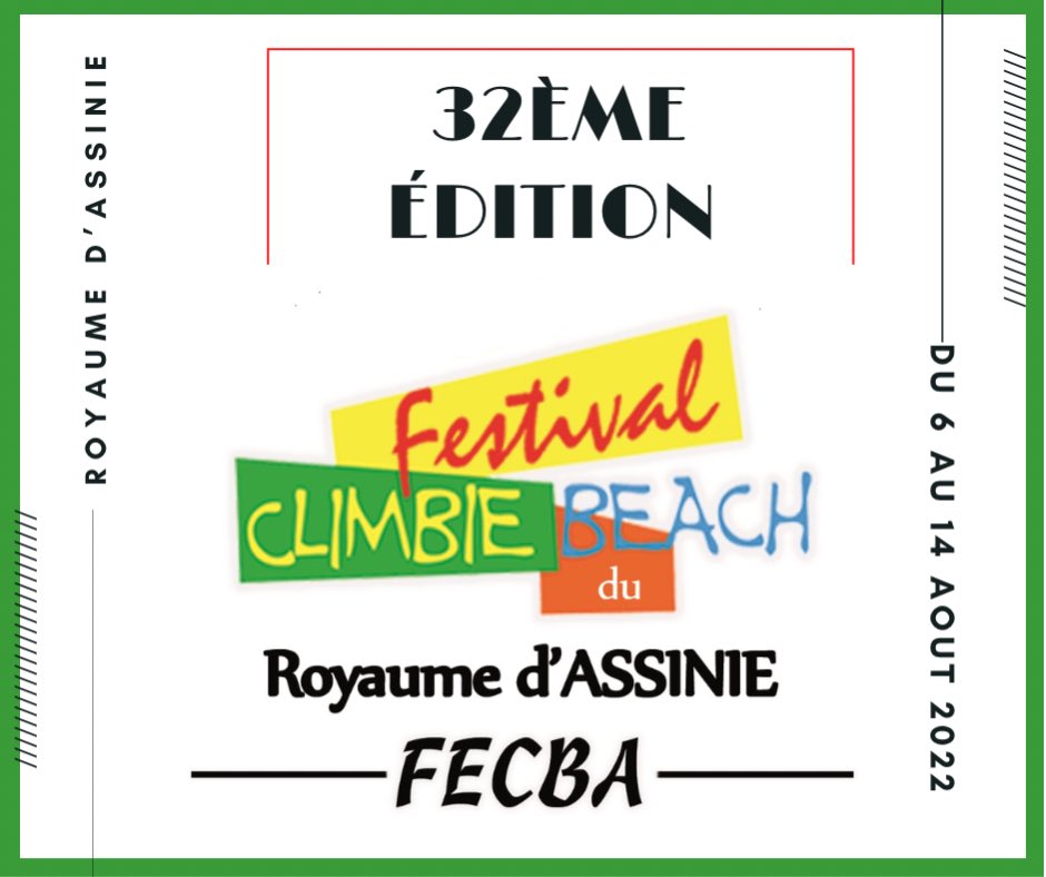 AssinieFECBA's tweet photo. #FECBA Rejoignez-nous du 6 au 14 août 2022 à Assinie pour la 32ème édition du Festival Climbié Beach du Royaume d’Assinie @MossouMHD @AssanvohR @ebagnitchie
#Assinie https://t.co/vqguDi1WGP