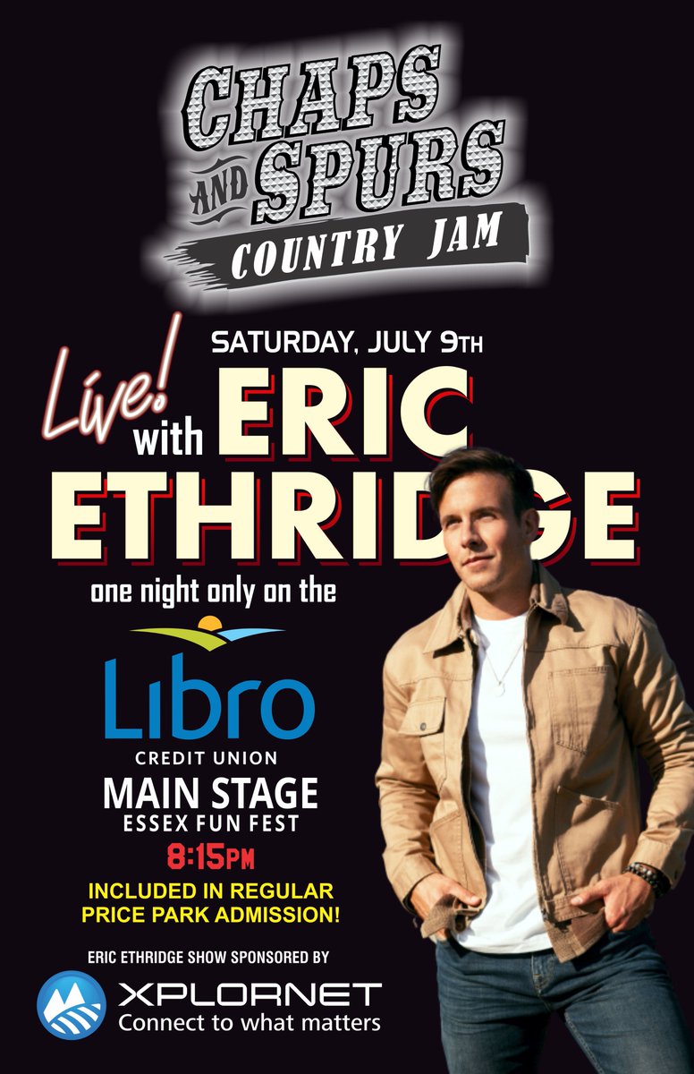 essexfunfest's tweet photo. The @essexfunfest presents @EricEthridge .
Check out the Facebook link below for more information.
https://t.co/HMOQ0Gih3A
#EssexFunFest #theplacetobe #Essex #yqg #countrymusic #CCMA #ericethridge #festival #windsor
https://t.co/2wRqmFKJAV https://t.co/BF0whmrs0u