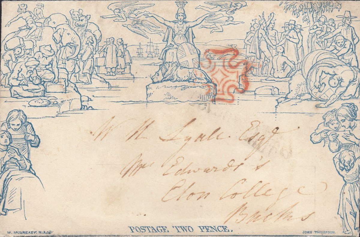 1840 2d Mulready envelope from London to Eton College Bucks. Cancelled very fine red Maltese cross. Exhibition quality. #stampcollecting #lookfortheshield #rarestamps #stamps #stampcollecting #philately #collectingstamps #queenvictoria