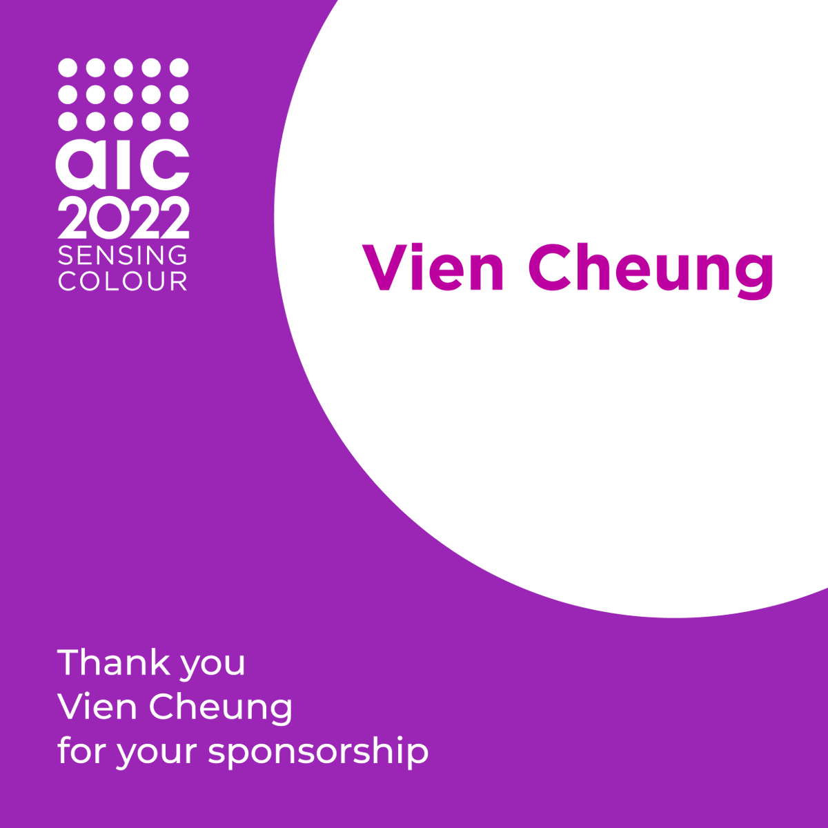 Thank you to the AIC2022 Sponsors. 

We appreciate your support!

#AIC2022 #colour #color #cancoloursociety #colourevents #CRSCmembership #colourresearch #colourknowledge