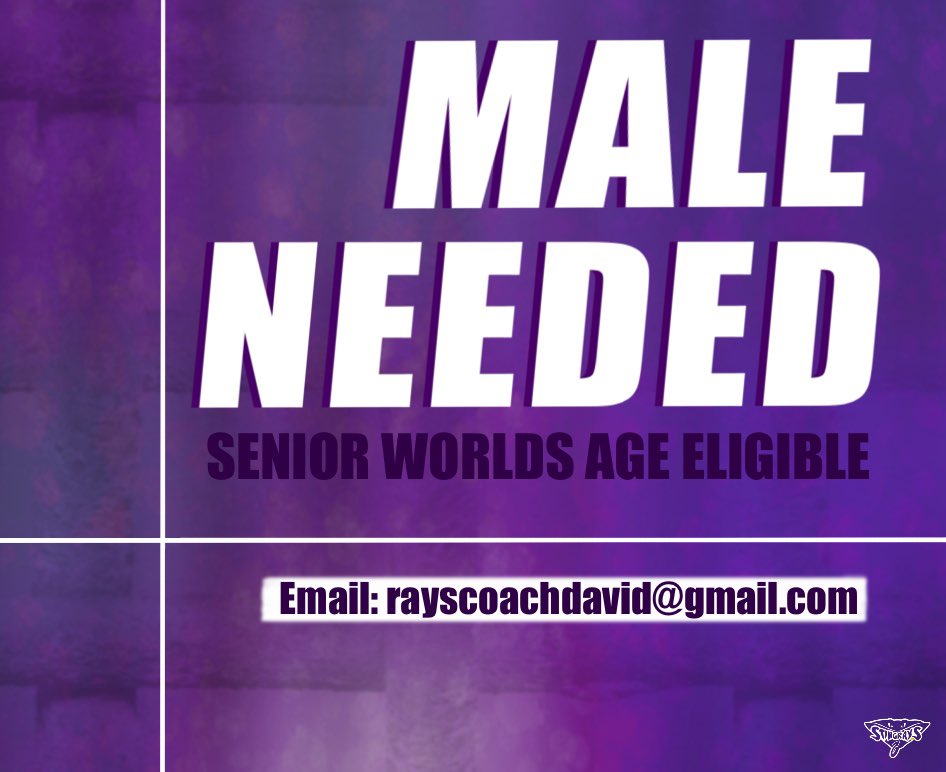 Purple_Rays1's tweet photo. Calling all Guys!!!! Come join the best program in the world on one of our Worlds Teams! We would love to see you become a part of this “One of a Kind” family! Contact us at the email below! https://t.co/BoQzSTQbsW