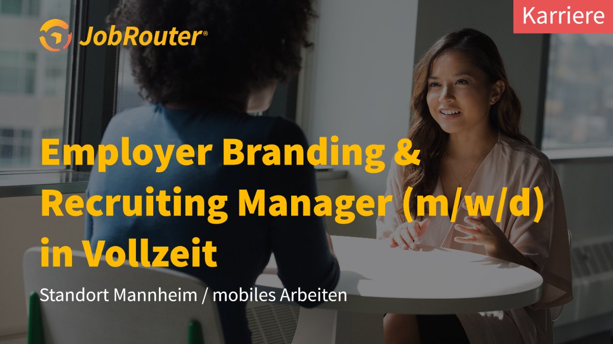 jobrouter's tweet photo. Jobalert! 🚨 
Du möchtest eigene Employer Branding Strategien entwickeln, aktiv an Recruiting-Maßnahmen beteiligt sein und die Ausgestaltung unserer Arbeitgebermarke vorantreiben? Dann suchen wir dich als Employer Branding &amp; Recruiting Manager (m/w/d)! 👉 https://t.co/fACAo9E1RB! https://t.co/ttFgxZdhN5