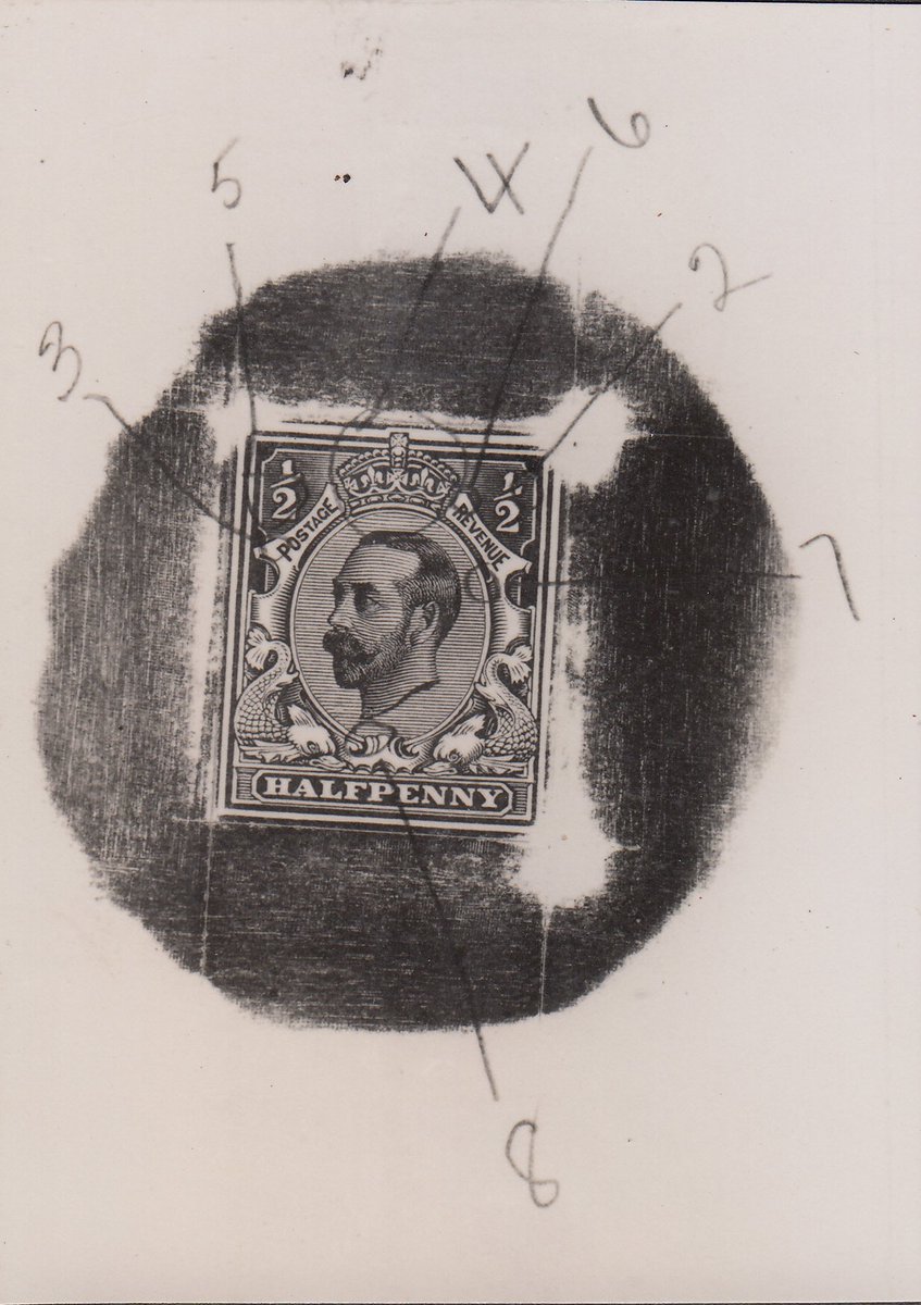 BillBarrellLtd's tweet photo. 1911-1912 Downey head bromides of die proof. Two stamp sized bromides of the issued design with backgrounds partly uncleared. One showing eight points of the design highlighted for correction. #stampcollecting #lookfortheshield #rarestamps #stamps #stampcollecting #philately https://t.co/lj1FgIH9eb