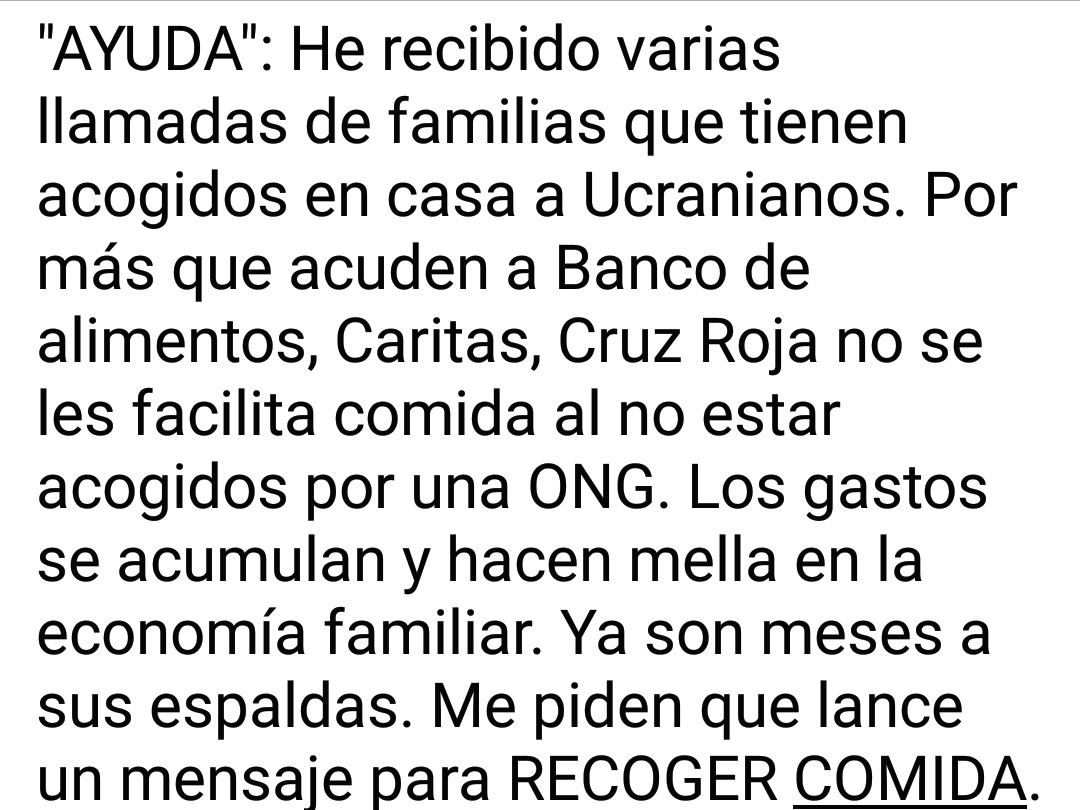 Trasanbur's tweet photo. Ayuda: Recogida de alimentos para Familias que han acogido en sus casas a personas Ucranianas. No reciben ayuda de nadie. Colabora @CarrefourES @alcampo @alimerka @DIA_Esp @Pascual @Campofrio_es @FriasNutricion @Bezoya @conservasisabel  @FAEBurgos https://t.co/H3tw7di3CC
