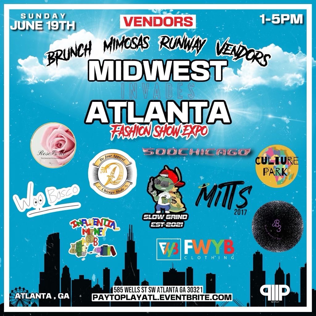 _shawnmitch's tweet photo. CATCH ME IN ATL THIS UPCOMING SUNDAY FOR THE BIGGEST FASHION SHOW TOUR OF THE YEAR!! ✅
We going on the road!June 19th
Juneteenth Fashion Show/ Day Party ☀️
👕Fashion | 🍴Food | 💨Hookah | 🥂Drinks | Vendors | 🎧Djs
#PayToPlayTour ✈️ 1pm—5pm
-
Sounds By: @marie_thadj 🔊 https://t.co/Bo32jDBtHV