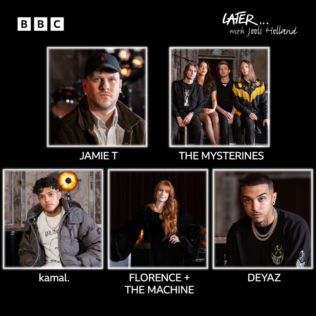 Join us Saturday for our last show of the series!

We've got an incredible line-up to see us out. The sensational <a href="/florencemachine/">Florence + the Machine</a> and <a href="/jamietmusic/">Jamie T</a> both return, plus we have Later debuts from <a href="/TheMysterines/">the mysterines</a>, <a href="/Kamalnw/">kamal.</a> and Deyaz 🎉

Saturday 18th June, 10:40pm <a href="/BBCTwo/">BBC Two</a> &amp; <a href="/BBCiPlayer/">BBC iPlayer</a>
