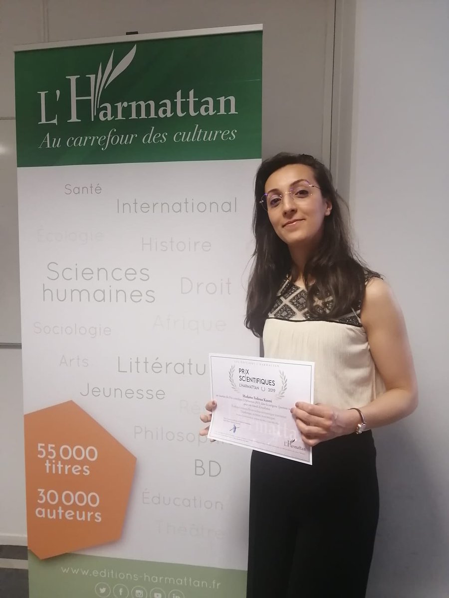 FedouaKasmi's tweet photo. I was extremely pleased to receive the "Scientific Prize L'Harmattan", for my doctoral thesis entitled: "Industrial ecology, eco-innovative milieu and diversification of the territorial economy: the case of Dunkerque" during the Ceremony that took place this Monday in Paris. https://t.co/cQHZkTdRe1