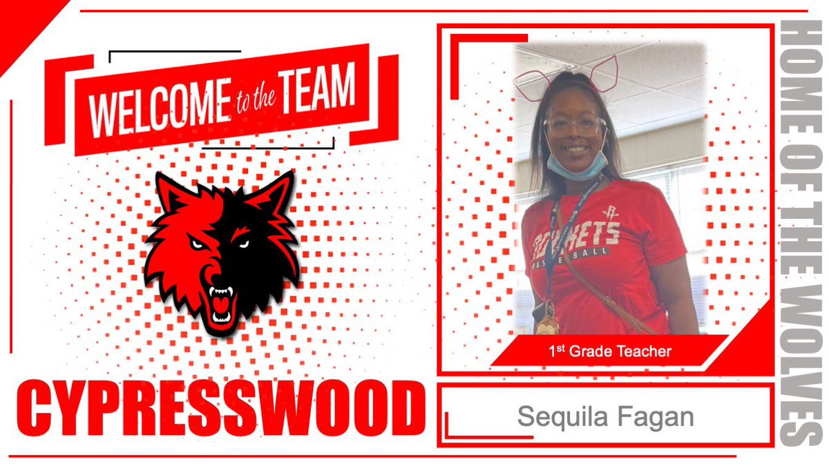 TrentGJohnson's tweet photo. @CypresswoodES is excited to introduce the newest member of our Pack - Sequila Fagan  @Hello_MsFagan 
❤️🤍🖤🐺 https://t.co/iU5xJM0ApC