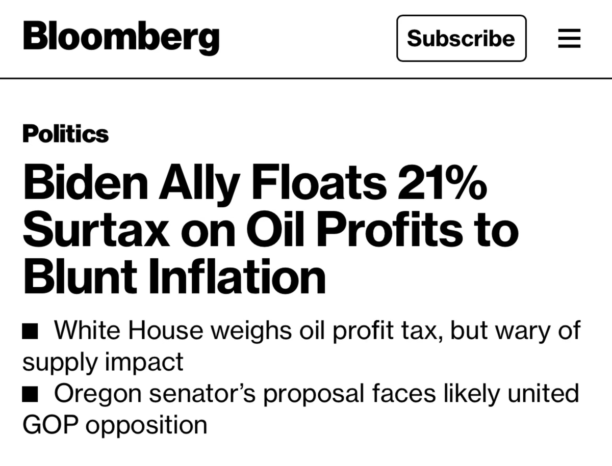 BREAKING: Senate Democratic leaders to introduce excess profits tax on Big Oil to 'double the corporate tax rate on excess profits & eliminate egregious stock buybacks'

Oil/gas corporations raking in billions should pay taxes on their record profits.

RT if you agree! #TaxBigOil