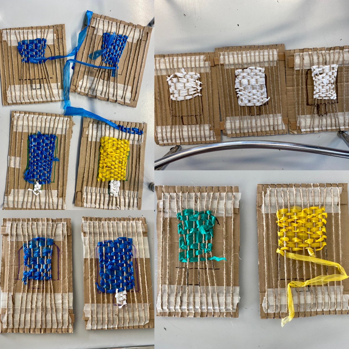 MerchantsAc_Art's tweet photo. So #PROUD of Miss Allen’s 8H @MerchantsAc students first attempt at #weaving!! If only these ice lollies 🍭were real in this heat!! @VenturersTrust #WorkHardBeKindHaveCourage with thanks to @OakNational #popart tutorial!! #ProudTeacher 👩🏻‍🏫 #ks3Art https://t.co/wHMEDvNDKw