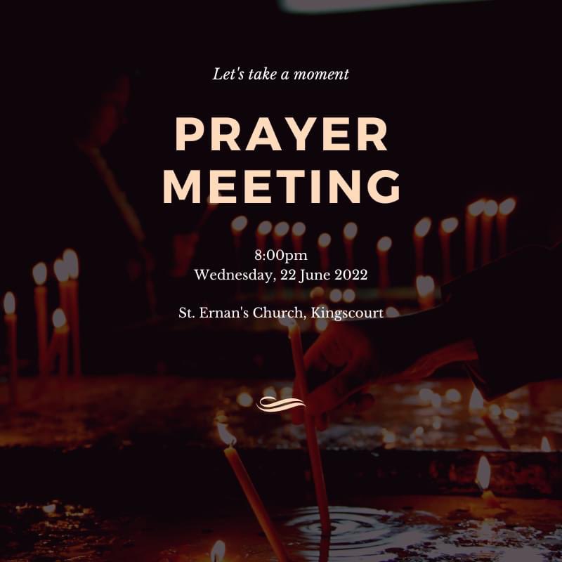 KingscourtUnion's tweet photo. *WEDNESDAY, 22 JUNE*
➡️7:30pm: Compline
➡️8:00pm: Prayer Meeting

Join us for the ancient, and beautiful, service of #Compline in St. Ernan's, Kingscourt, followed by our usual Prayer Meeting. Those from all Christian denominations are very warmly welcome. https://t.co/8O3yBtDUUW