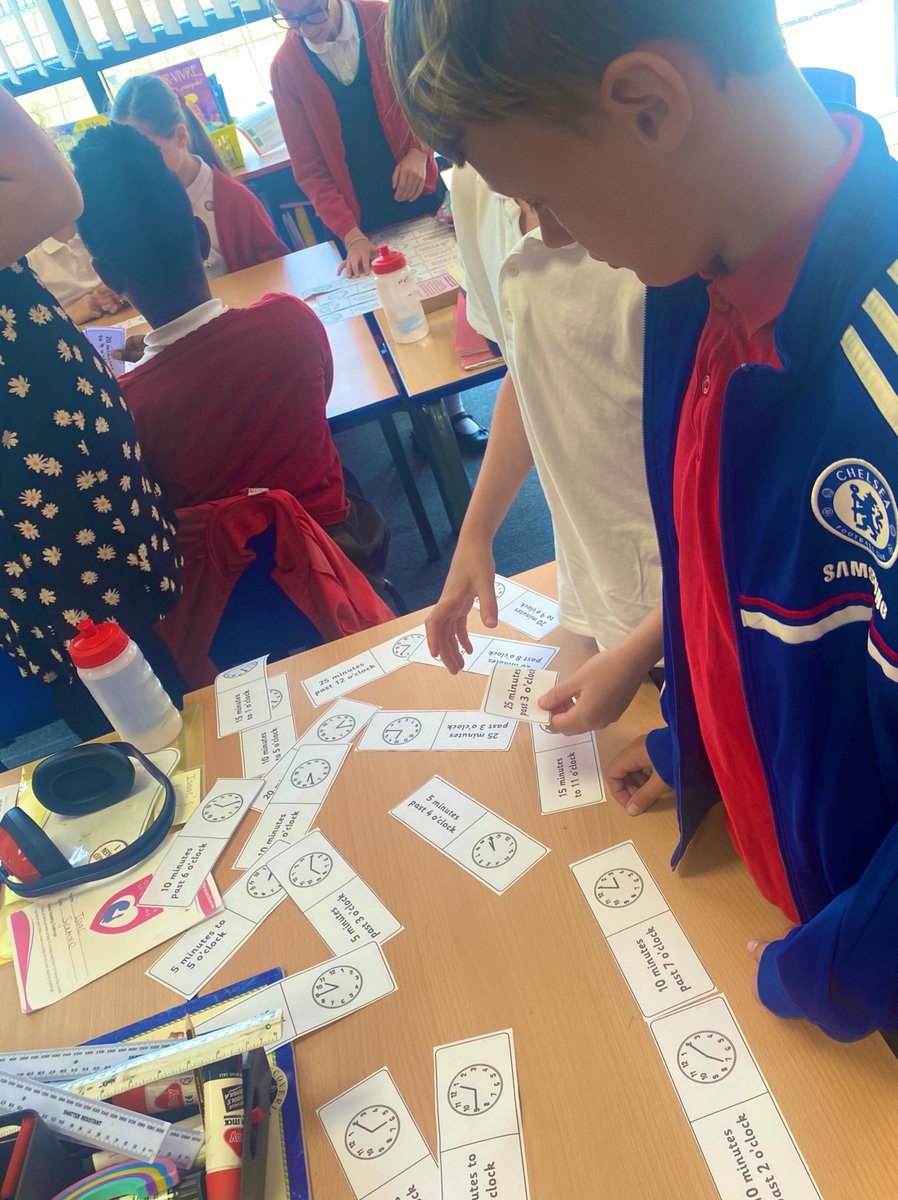 MrsP_OLOS's tweet photo. “Time” to play dominoes! Sycamore Class had great fun today choosing  games to reinforce their maths learning! It got very tricky with the 24 hour clock times ⏰ #TimeToShine @olos_armthorpe https://t.co/tlm6KD7ye0