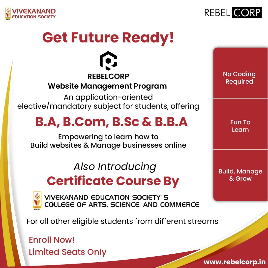 RebelCorp_'s tweet photo. VES College in association with RebelCorp introduces RebelCorp Website Management Program for students, which will give them the skills they need to be "Future Ready."

Visit https://t.co/0nN2KlRWPx to learn more.
#RebelCorp #RC #VES #website #websitebuilder #websitedesign https://t.co/g79o4a9cAQ