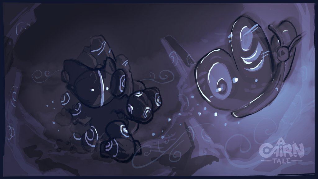 a_cairn_tale's tweet photo. Guided through the dark ๐ฆย โจ
#acairntale #indiegame #conceptart #dark #cave #rocks #mountains #light #butterfly #light #guide #hope https://t.co/H6QlRVVF7A