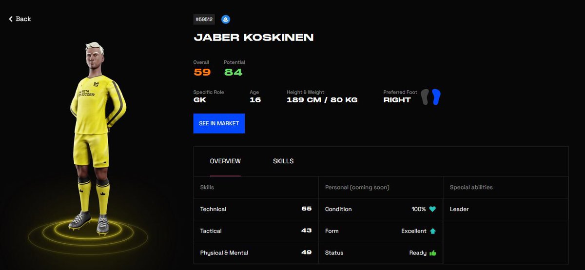 Aktivität auf dem Transfermarkt!

Jaber Koskinen schließt sich dem Team von <a href="/SchroppiJR/">SchroppiJR</a> an.

Ablösesumme: 0.28 wETH umgerechnet ungefähr 300 Euro.

Koskinen gehört durch seine Leader Qualitäten zu den Top 5 Torhütern im Spiel!

#metasoccer #Transfers #fussball #soccer #nft #ETH