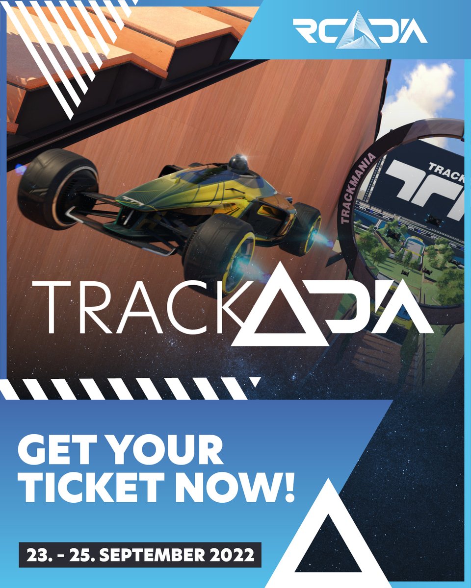 Trackmania arrived at RCADIA!

✔ Main tournament: Mixed Style
✔ Tech Tournament
✔ Party at the 28 BLACK Bar

For the Trackadia you'll find different bundles which include awesome extras, e.g. an Actoracer session or access to the VIP area. 🔥 Tickets: ucs.gg/event-details/…