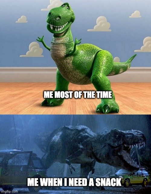 ChipMonkBaking's tweet photo. Have you seen my most recent appearance in Jurassic World: Dominion 😂? Who else gets Hangry?

#keto #ketodesserts #meme #funny #hangry https://t.co/pBSAf5VVzK