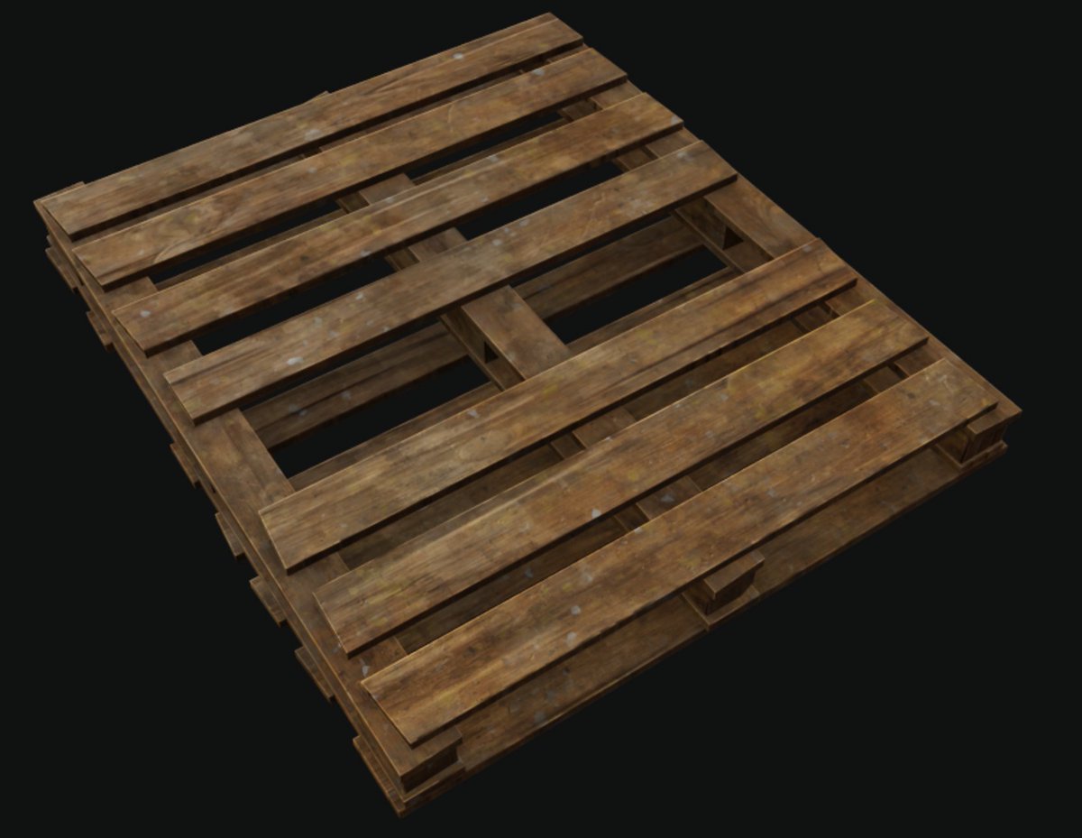 Paulygonn's tweet photo. My productivity is still really low due to not feeling so good but I did get some quick renders of pallet variations for #TheWeekendProjects #TWPAnnualChallenge Thief inspired environment complete today. #Blender3D #SubstancePainter #gameart https://t.co/AoJoDukwBe
