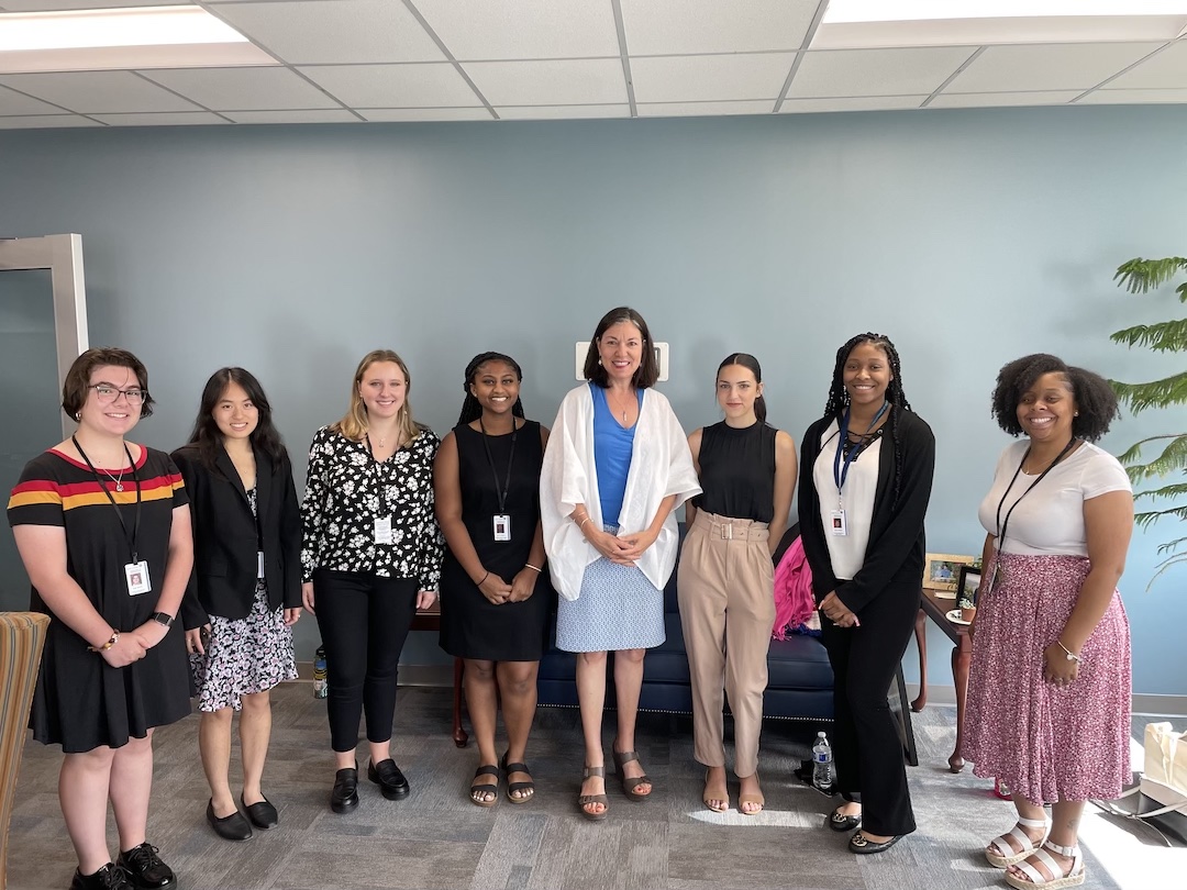 NCDOA's tweet photo. Today the DOA interns had the chance to network and share their projects with Secretary Cashwell and other executive staff at an intern breakfast. We are so proud of the amazing work they have done so far! #Intern4NC https://t.co/QCz01t7oz2