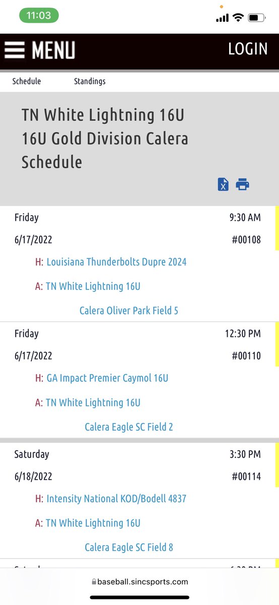 tnwl16u's tweet photo. Here’s our schedule for the Bolts 5 Star this weekend in Birmingham, Alabama. Come check us out! https://t.co/zTqmmEdwZO
