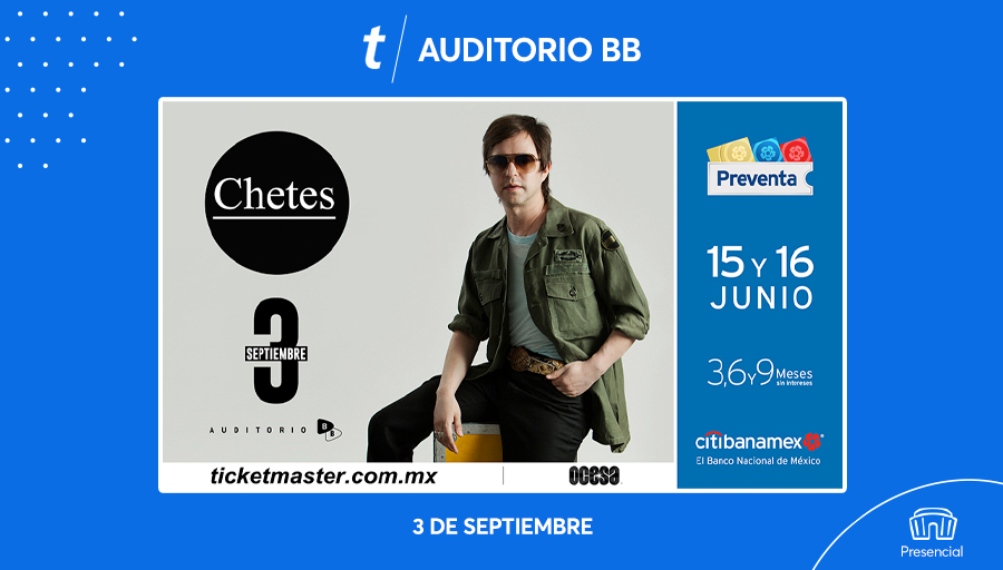 Ticketmaster_Me's tweet photo. 🎤 Ahora comienza la #PreventaCitibanamex para que escuches la música de @chetesgarza este 3 de septiembre en el #AuditorioBB ✨   

📲 Compra aquí tus 💺💺 desde tu celular y escucha #NuncaTeVayas en vivo 👇
https://t.co/BhDK901DTY https://t.co/arFN2COVEB