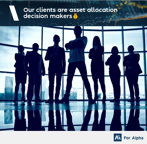 Our clients are asset allocation decision makers. 💰

They include Asset Managers, Investment Bankers, Institutional Investors, Wealth Managers, and more!

You can choose to receive daily insights on “Ai 360 portfolios”, or customized recommendations. ... aiforalpha.com