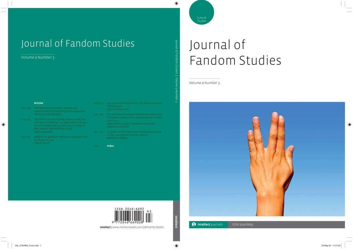 IntellectBooks's tweet photo. Journal of #FandomStudies 9.3 is out now! ๐
Including Sex, race and Romanticism: The meta-vampire in emo #fandom by @JudithFathallah
@FanStudies @pcaaca
https://t.co/sPQ9CA6e0t
https://t.co/EogXpBJS9O https://t.co/uIVHzAfxyx