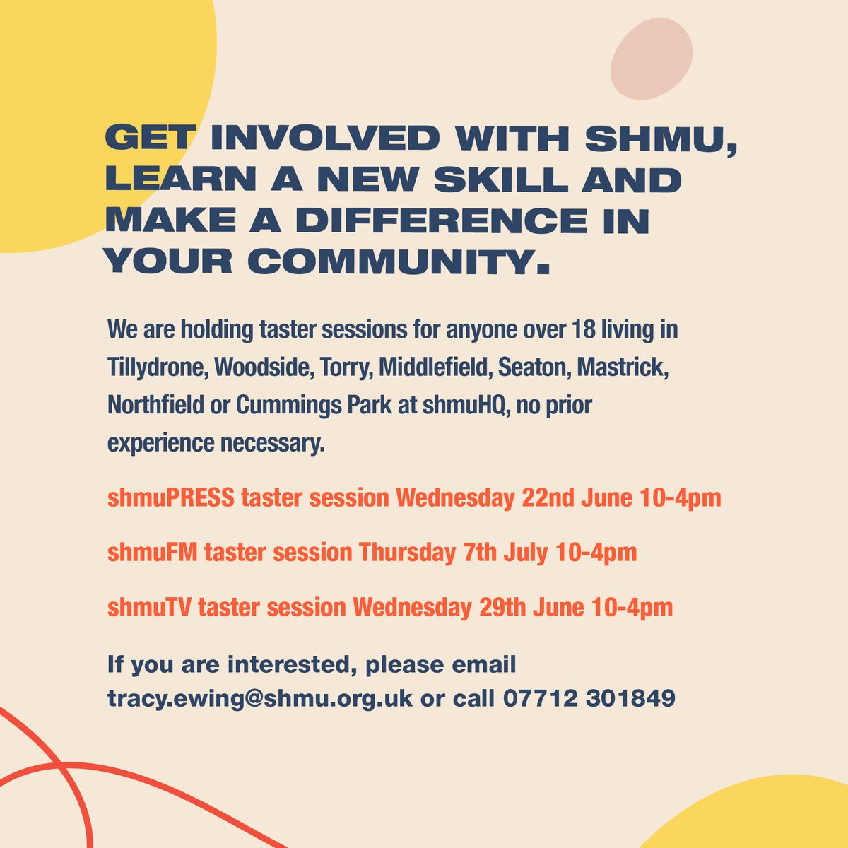 shmuORG's tweet photo. C'mon down to shmu HQ to one our of Taster Sessions where you can learn a new skill and make a difference in your community! Please LIKE and SHARE #moretoshmu #communitymedia #communityFM #communityTV #CommunityFilm #shmuHQ #communityjournalism #community #volunteers https://t.co/kwruaCJOwu