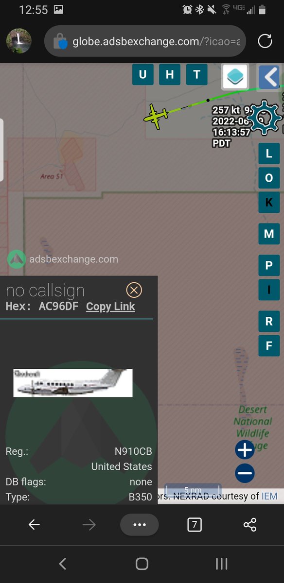 norb420's tweet photo. 5) #AC96DF as #JANET10 on 6/9/22 made a trip from Las Vegas KLVS to Dugway Proving Ground KDPG. Stayed on the ground for about 6 and half hours then went on to Groom Lake/Area51 KXTA then to Tonopah Test Range airport KTNX and returned to Las Vegas KLVS. https://t.co/8fYluMwc3x