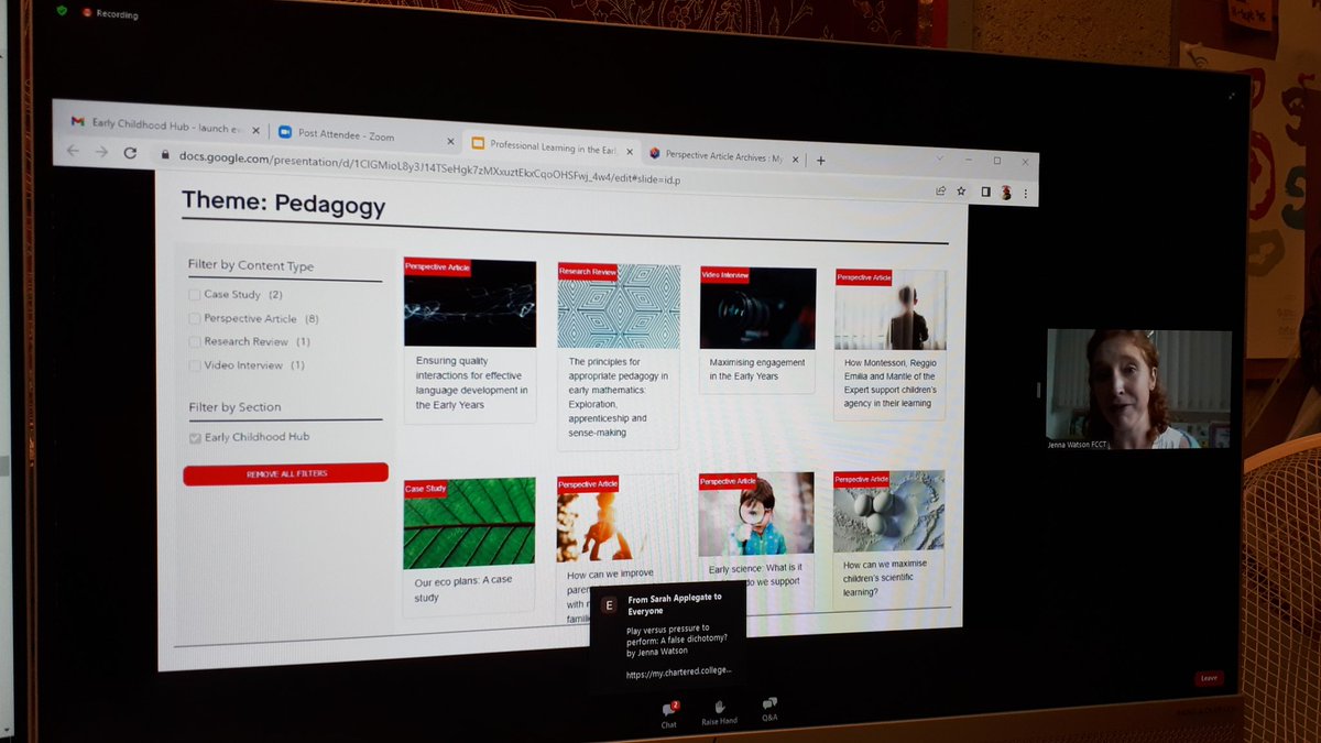MilliganEleanor's tweet photo. Lovely to hear @thefinelytuned talking on the @CharteredColl webinar this evening #Earlyeducation #EYFS #EarlyChildhood #EYFSResources #EYFSPedagogy https://t.co/9HUIWz9a4w