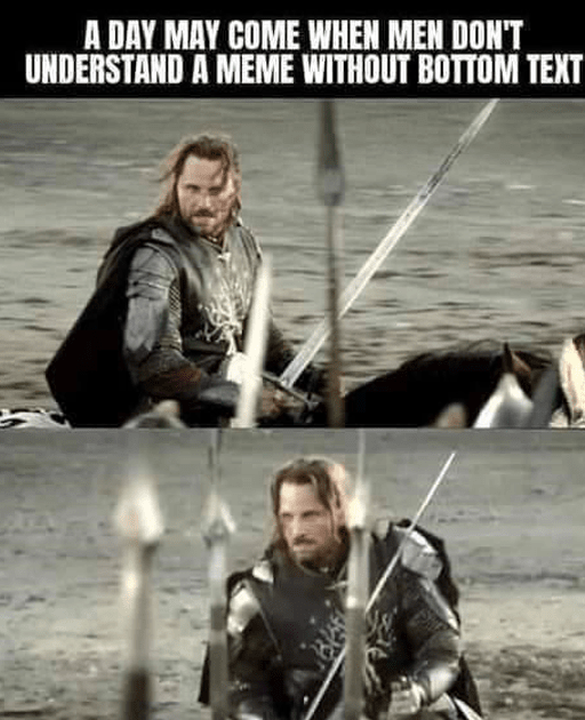 PakJaron's tweet photo. This cracked me up π #Aragorn #MenOfTheWest #MiddleEarth #LordOfTheRings #LOTR #Tolkien #FunnyMemes #Anduril @Yoystan @elffriendYT @mellon_heads @TolkienFriends @TheBroken_Sword #ReturnOfTheKing #ROTK #BlackGate #ADayWillCome https://t.co/9dfgrflIQM