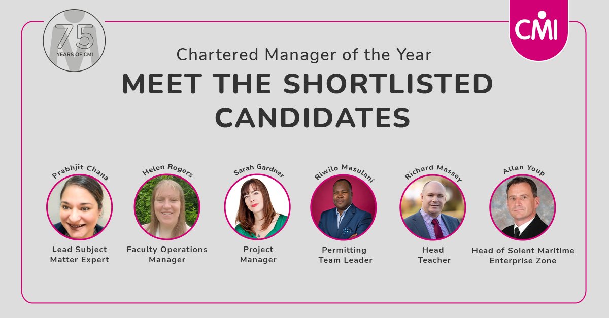 cmi_managers's tweet photo. Meet our Chartered Manager of the Year 2022 shortlisted candidates 👇
The award recognises outstanding achievement to an individual’s professional development. Congratulations to those shortlisted and thank you to all who entered: https://t.co/wii0uAANhu 🌟 #CMIAwards2022 https://t.co/UZaGwdkK5M