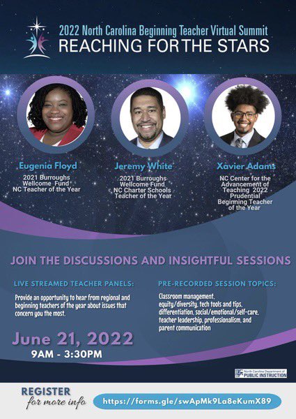 Calling all BTs and mentors🎉🎉🎉

Have you registered for this free professional development opportunity?  You don’t want to miss this year’s NC Virtual BT Summit next week. Use this link to register: forms.gle/swApMk9La8eKum…