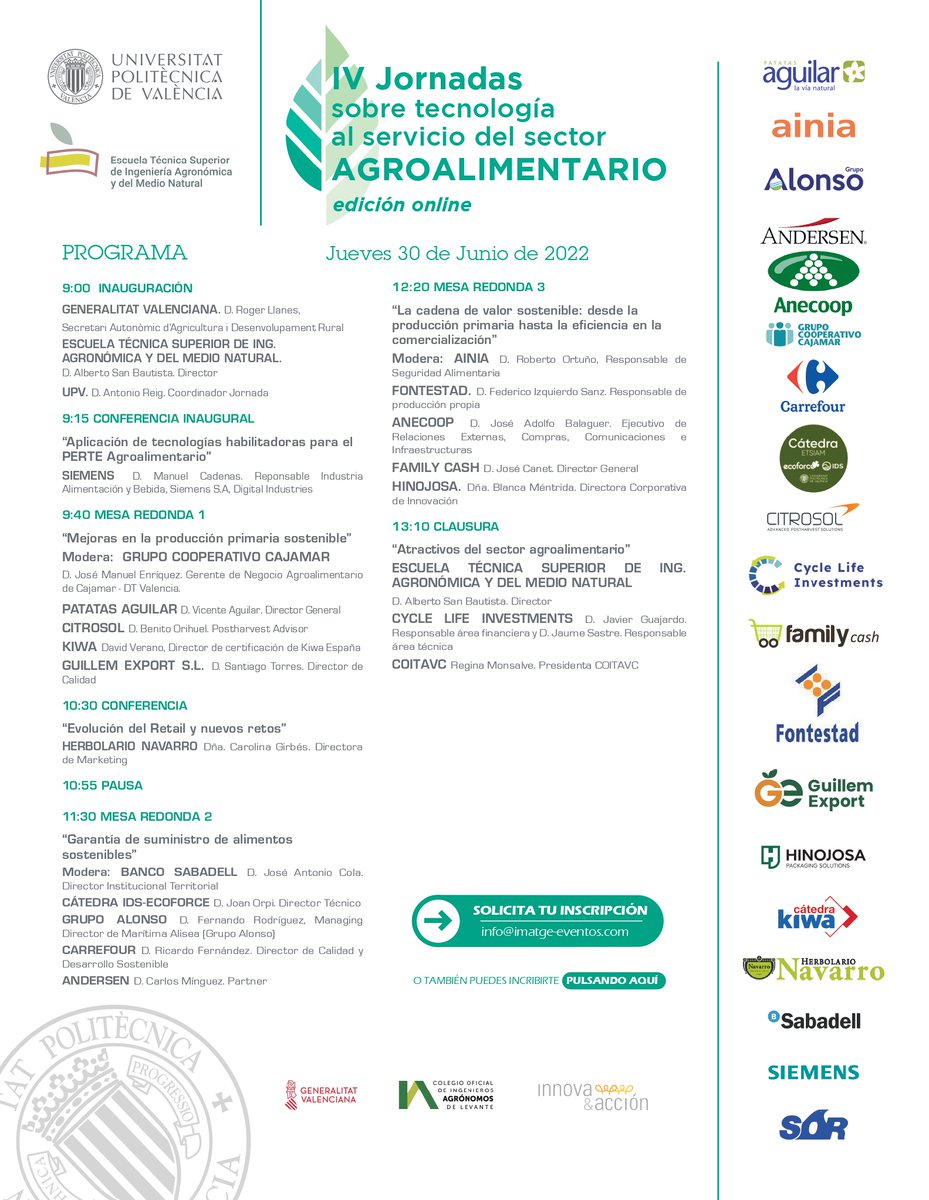 📅30/6
📍<a href="/CPInnovacion/">CPI - UPV | Ciudad Politécnica de la Innovación</a>
👉bit.ly/3zFD69N