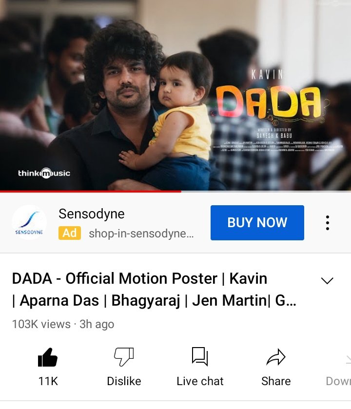 KavinFansClub's tweet photo. Official Motion Poster of #Dada 's First Single in YouTube Reached 103K Views 😍 and 11K likes ❤️
#Kavin @Kavin_m_0431

Keep Sharing the YT link 🔗
https://t.co/SsqkpRZRKy https://t.co/330SGcltBb