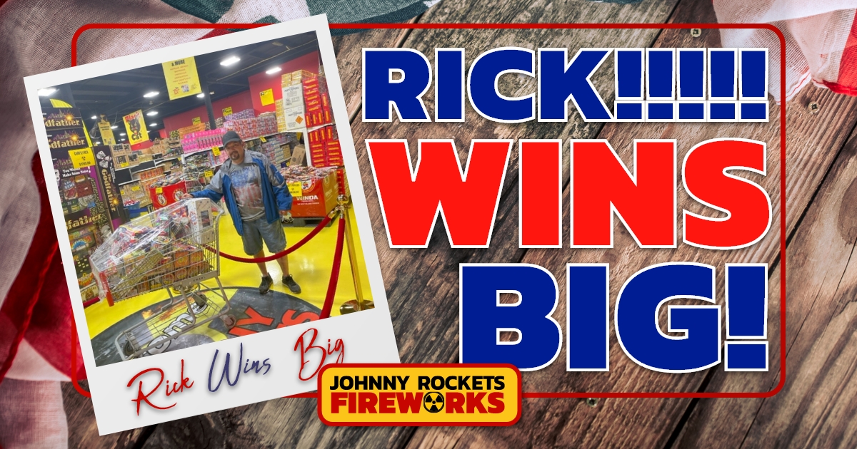RocketsFw's tweet photo. Congrats to Rick! &amp; Thanks to everyone that entered! As a special thanks, we’re dropping a HUGE sale this Friday! #deals #huge #fireworks https://t.co/yntM7BTqmy