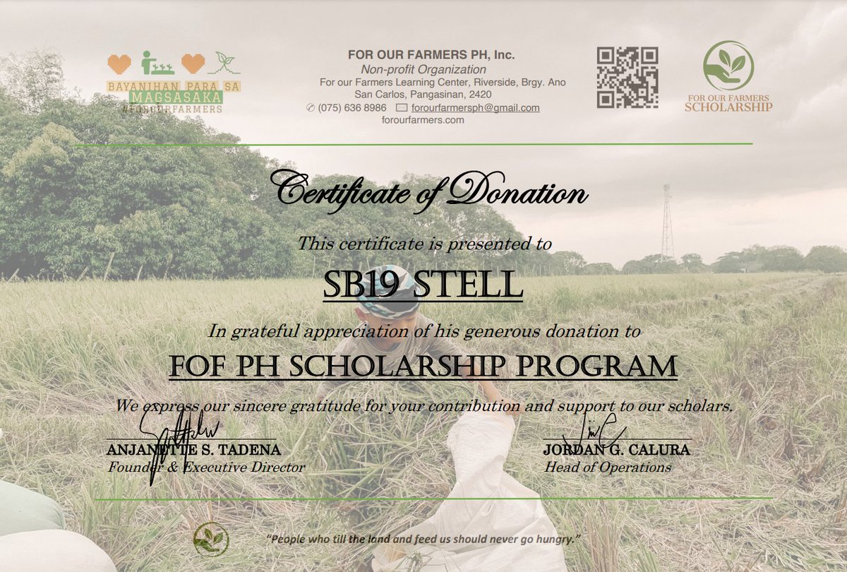 SB19TeamCanada's tweet photo. In celebration of our Sunshine Boy's Birthday, we'd like to present this Certificate of Donation to Stell from @forourfarmers.
 
Thanks to our members who took part in this amazing project.💙

STELL UnderTheSea
@SB19Official @stellajero_ 
#SeaSTELLday #HappySB19StellDay #SB19 https://t.co/HW0NynXTXF