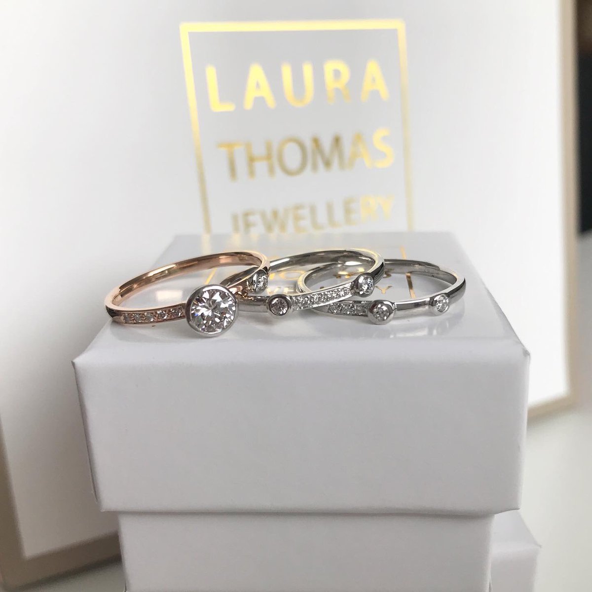 JewelleryLT's tweet photo. This dainty and dazzling trio of rings will be making their way to Washington DC shortly. Made from my customers diamonds and gold, this beautiful stacker ring can be worn a number of ways ✨💕✨ https://t.co/dXc08XqS7o