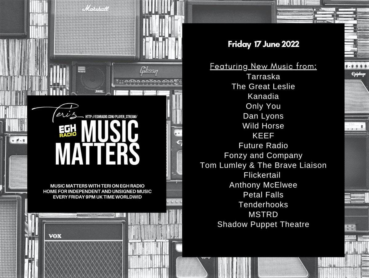 MusicMatters_T's tweet photo. Friday 9pm UKtime
#ListenHere @EGHRadio
🎧 https://t.co/oUmVSisElC
Teri's #MusicMatters will play the great new music from
@fonzyandcompany @TomLumleyMusic #Flickertail @anthonymcelwee @FallsPetal @tenderhooks4u #MSTRD @Sptband +more
Check FB for info
#NewMusicAlert #bestindie https://t.co/D5DOLKJDZx